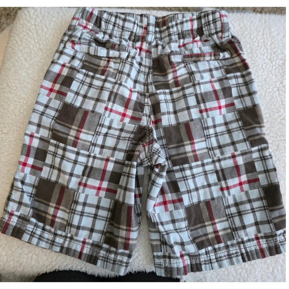 Gymboree Shorts Boys‎ 7 Brown Plaid Cotton Shorts Elastic Waist